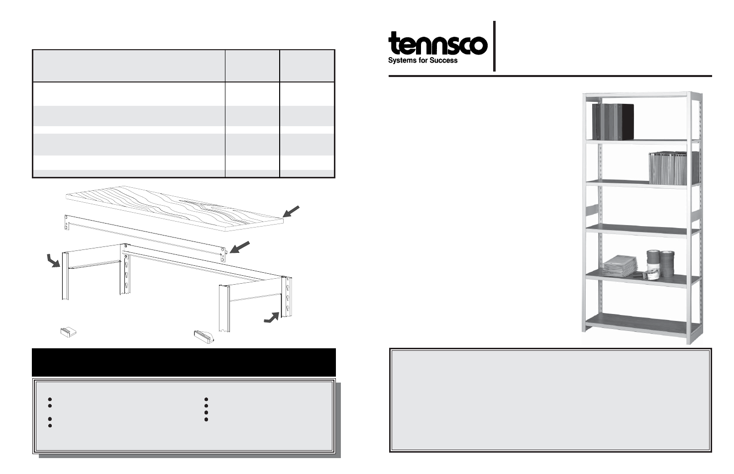 Regal shelving, 36"w x 76"h, Packing list, Retain instructions for future reference | Tennsco RGL-1836A User Manual | Page 4 / 4