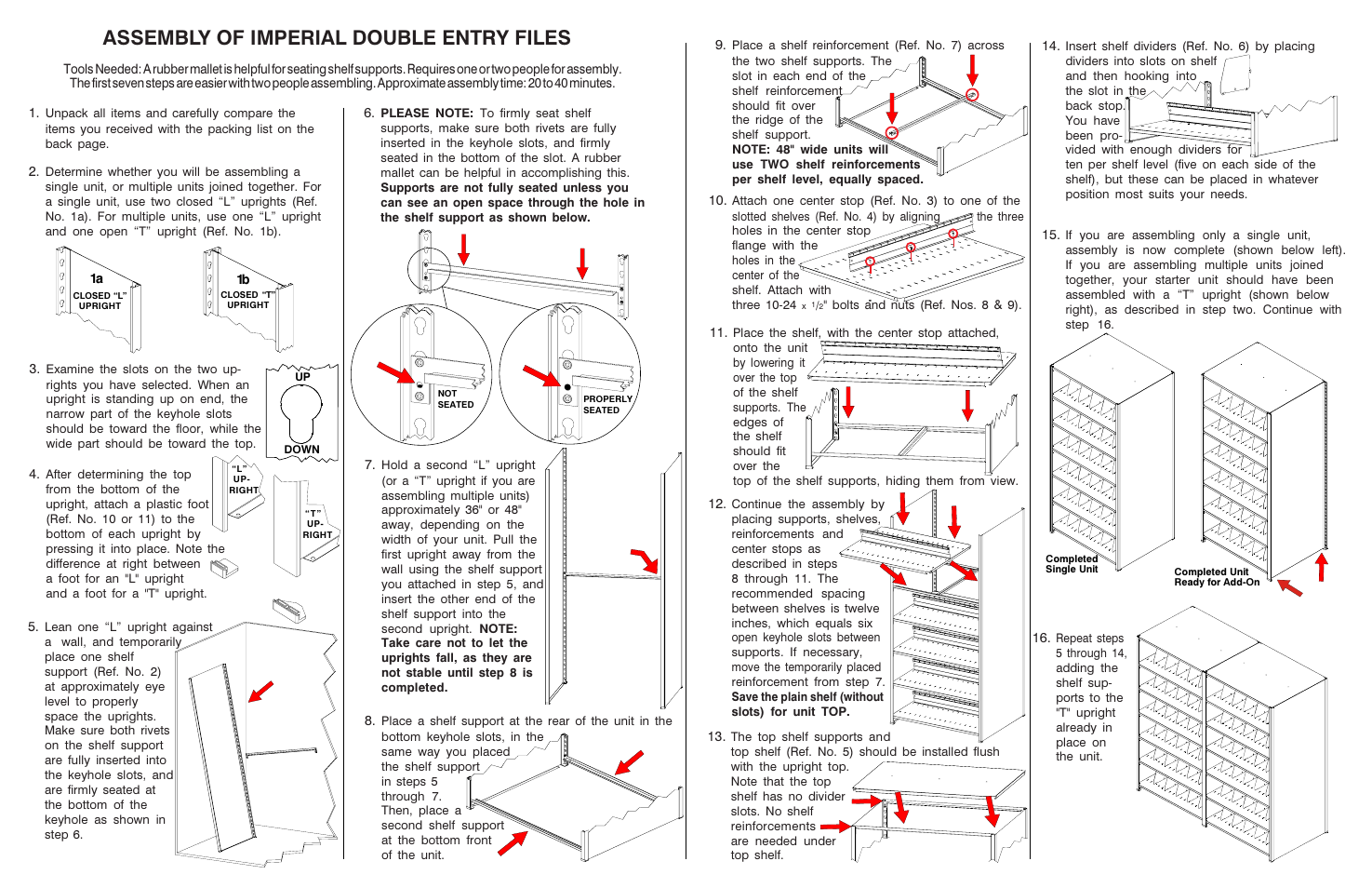 Assembly of imperial double entry files | Tennsco Shelving 48 WIDE User Manual | Page 2 / 4