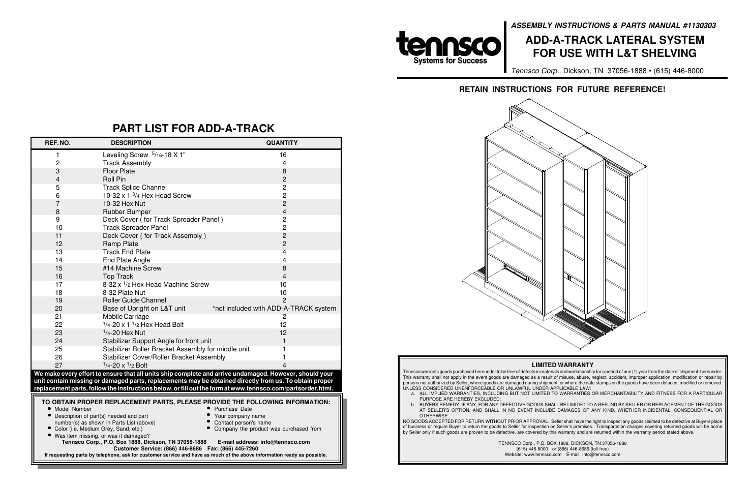 Tennsco L&T User Manual | 4 pages