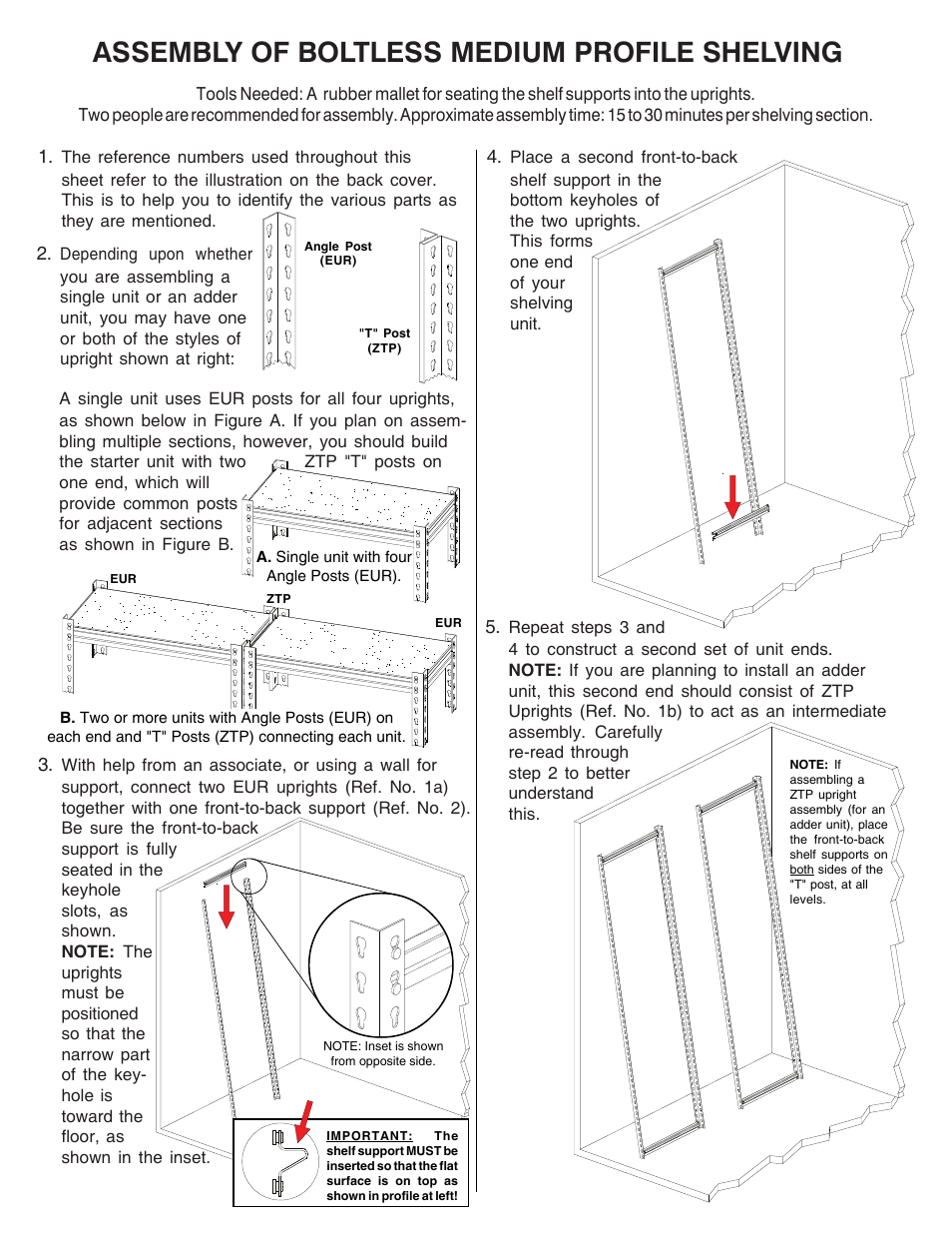 Assembly of boltless medium profile shelving | Tennsco Z-Line Medium Profile Shelving User Manual | Page 2 / 4