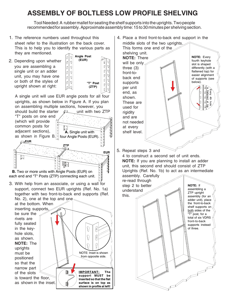 Assembly of boltless low profile shelving | Tennsco Z-Line Low Profile Boltless Shelving User Manual | Page 2 / 4