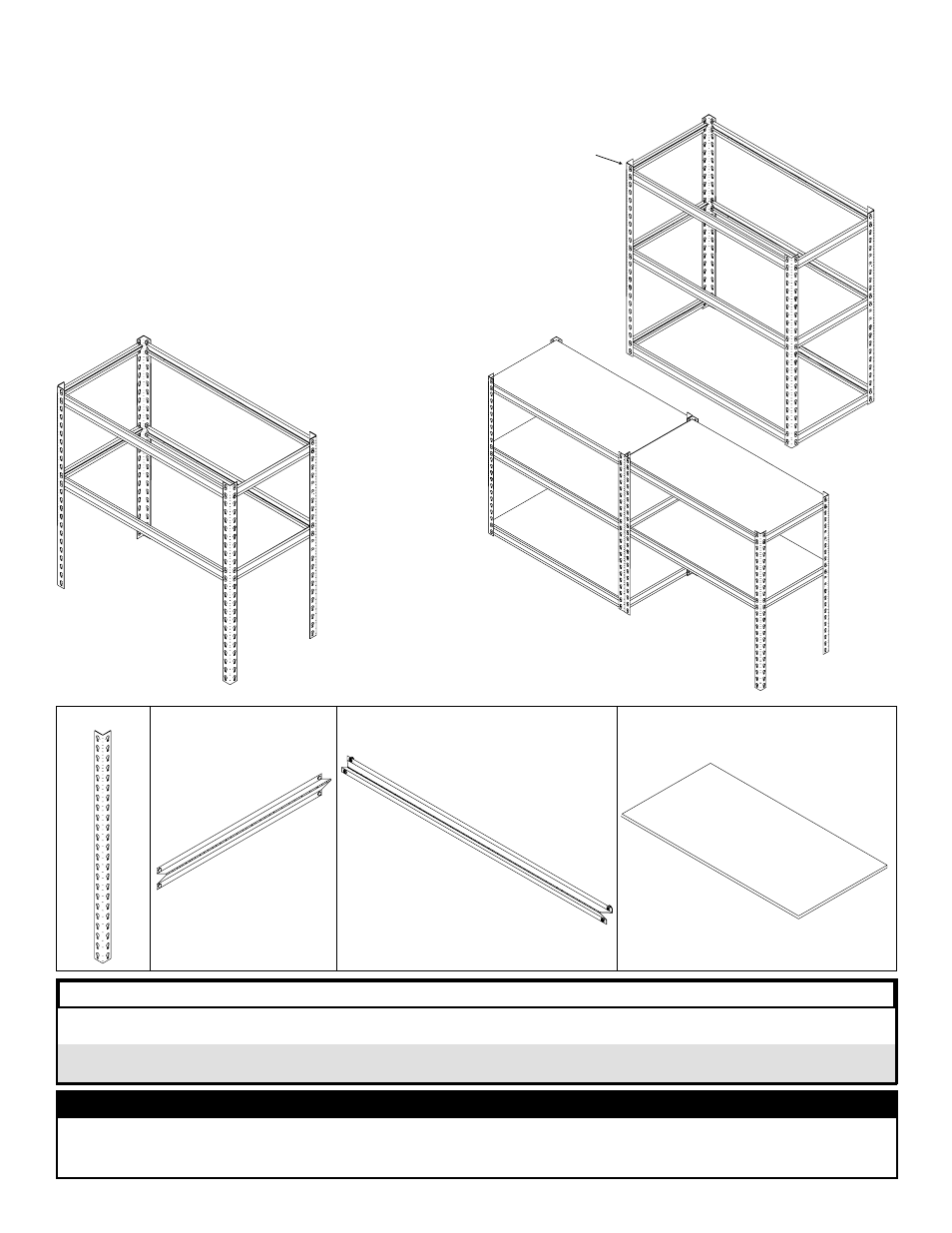 Assembly as a workbench/shelf unit, Parts list | Tennsco LSS-482484 User Manual | Page 4 / 4