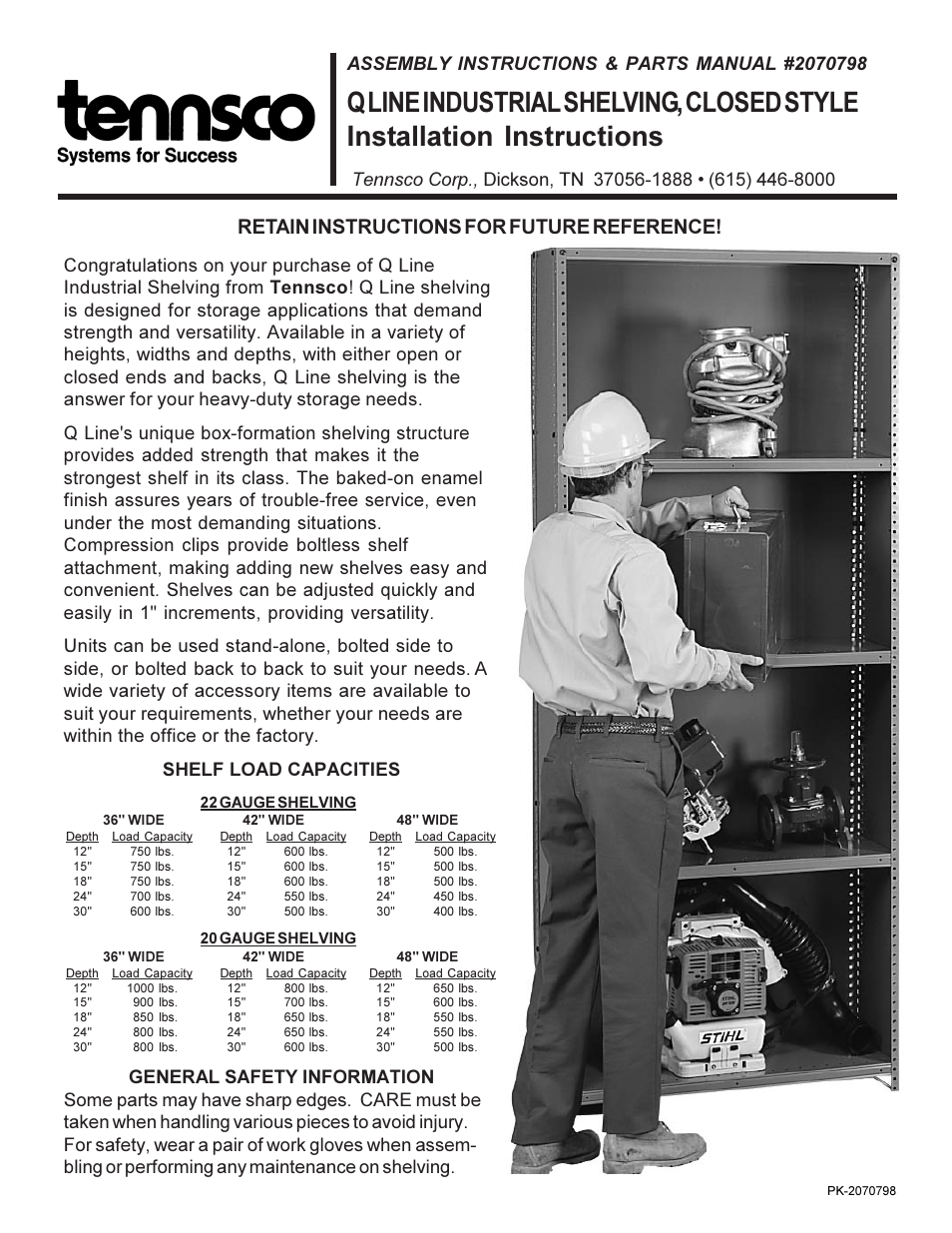 Tennsco Q-Line Shelving Closed User Manual | 8 pages