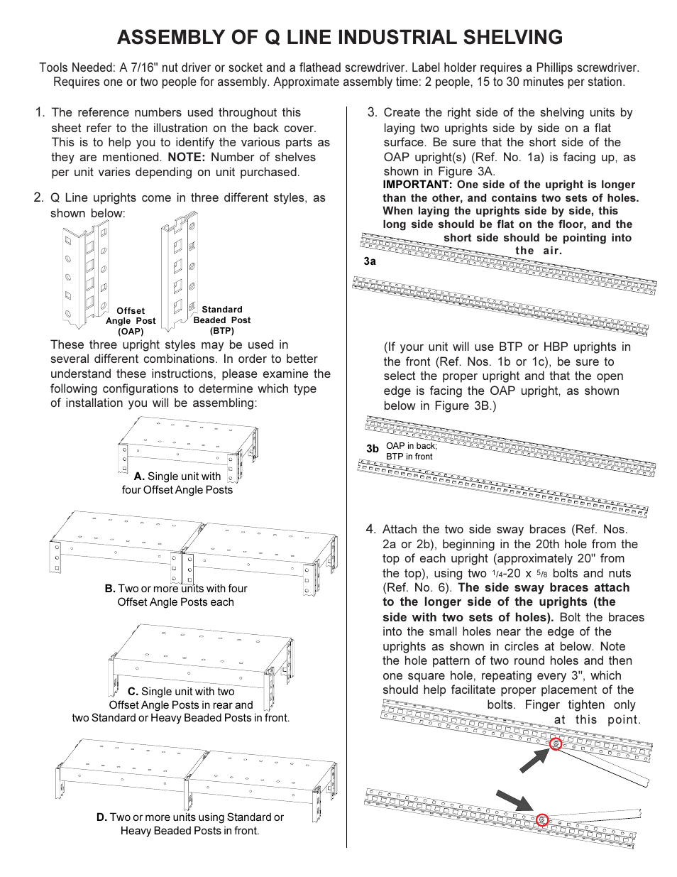 Assembly of q line industrial shelving | Tennsco Q-Line Shelving Open User Manual | Page 2 / 8