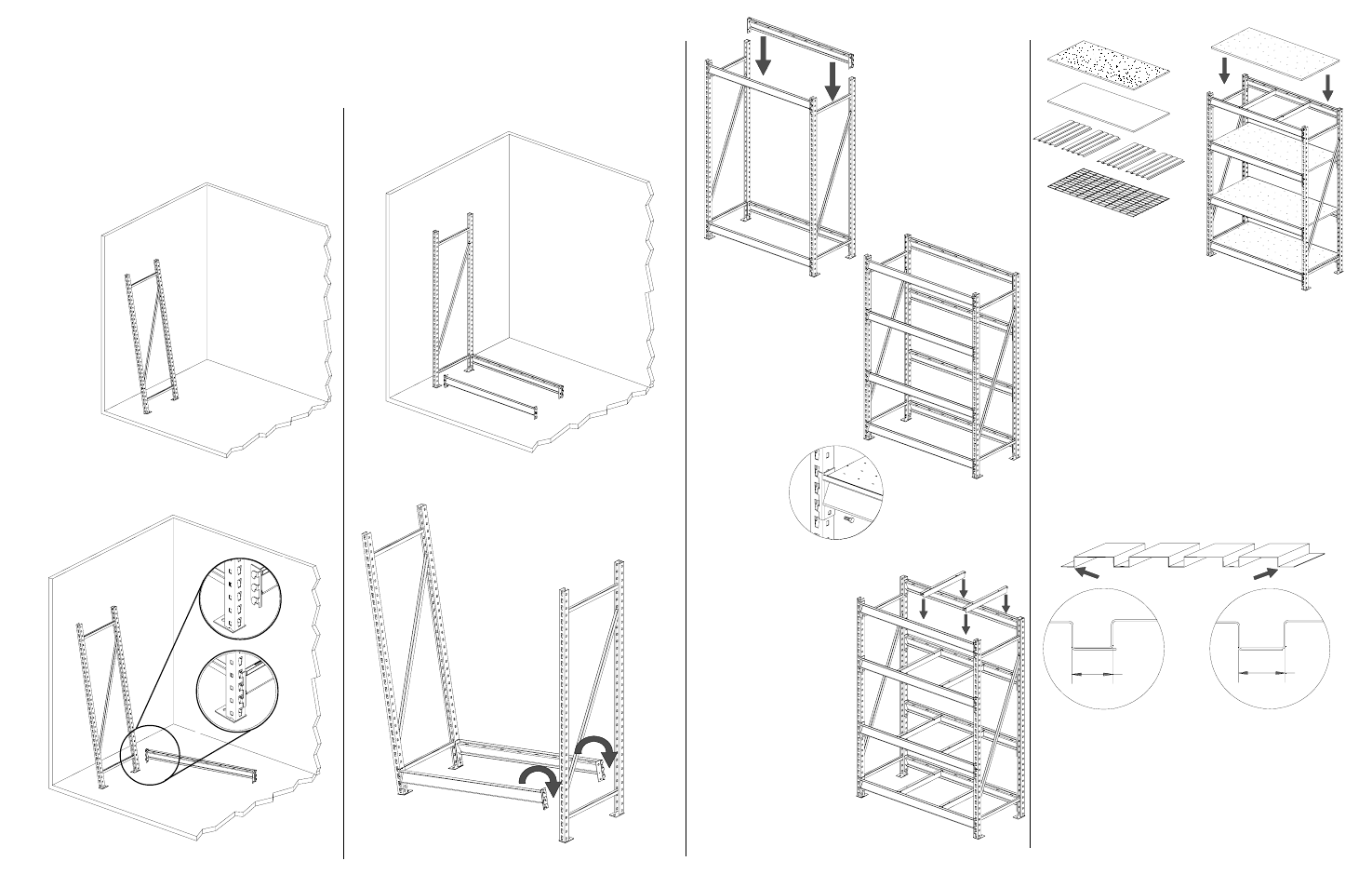 Assembly of bulk storage shelving | Tennsco Bulk Storage Shelving with Plywood Beams User Manual | Page 2 / 4