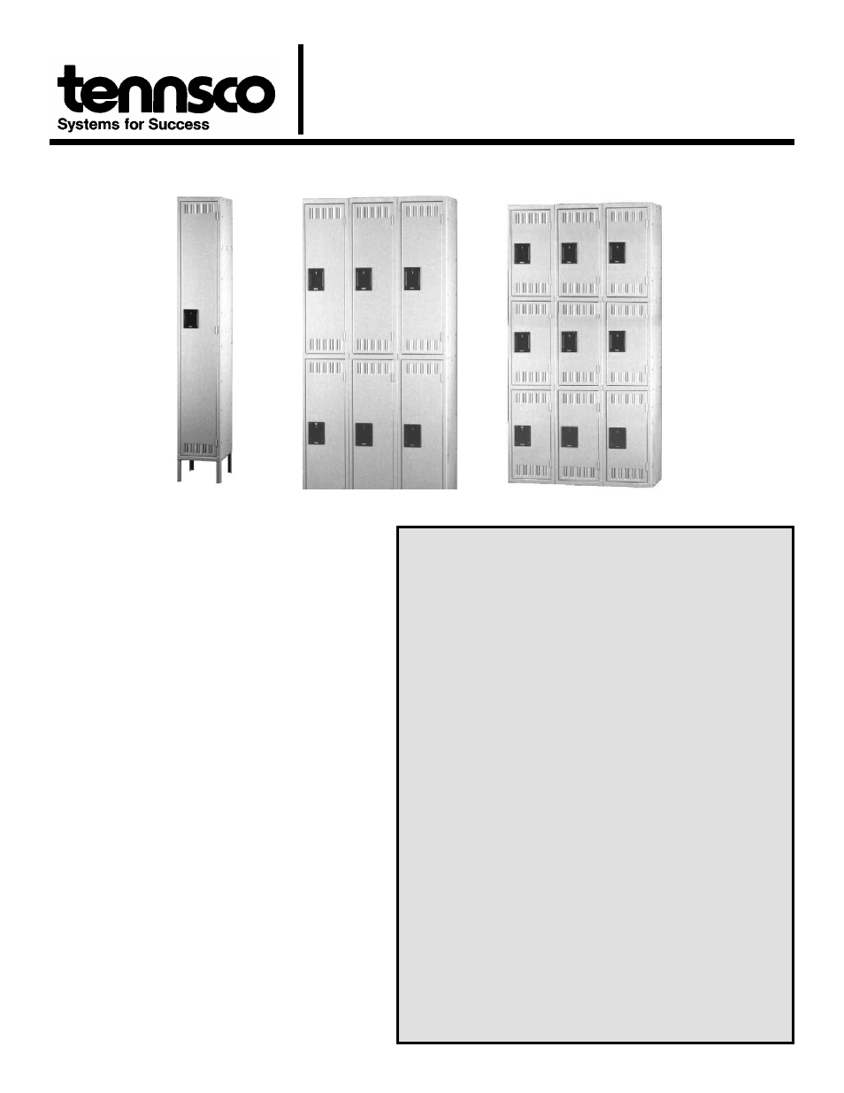 Tennsco Preassembled Lockers Single, Double,and Triple Tier User Manual | 4 pages