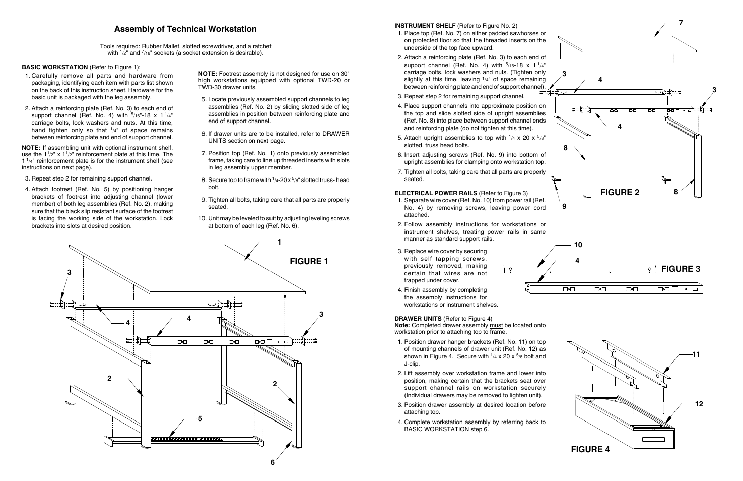 Assembly of technical workstation, Figure 1 figure 2 figure 3 figure 4 | Tennsco Technical Workstation User Manual | Page 2 / 2