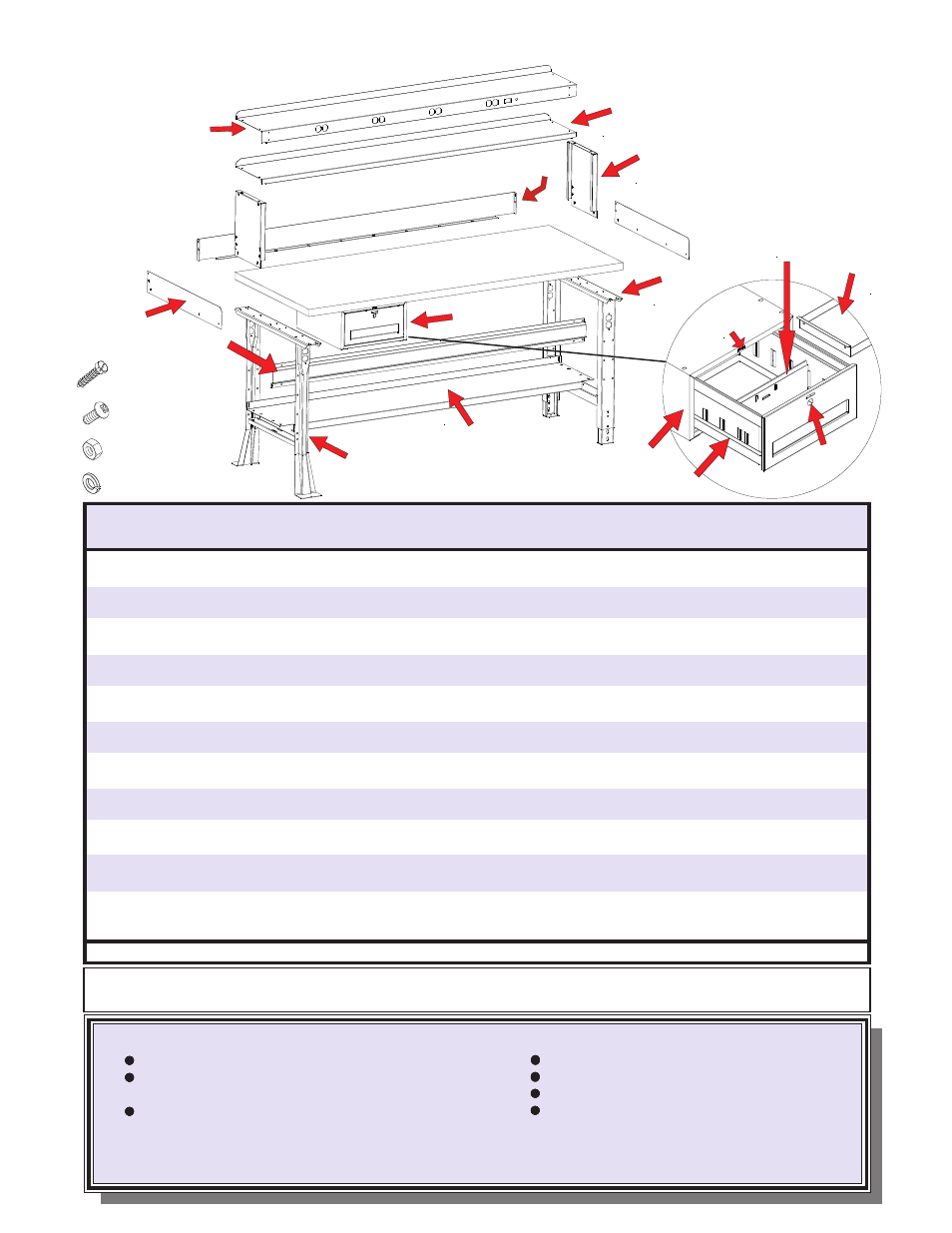 Replacement parts | Tennsco Industrial Workbench with Wood Top User Manual | Page 4 / 4