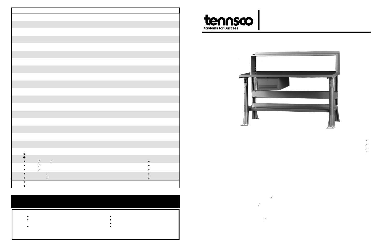 Tennsco Industrial Workbench User Manual | 6 pages
