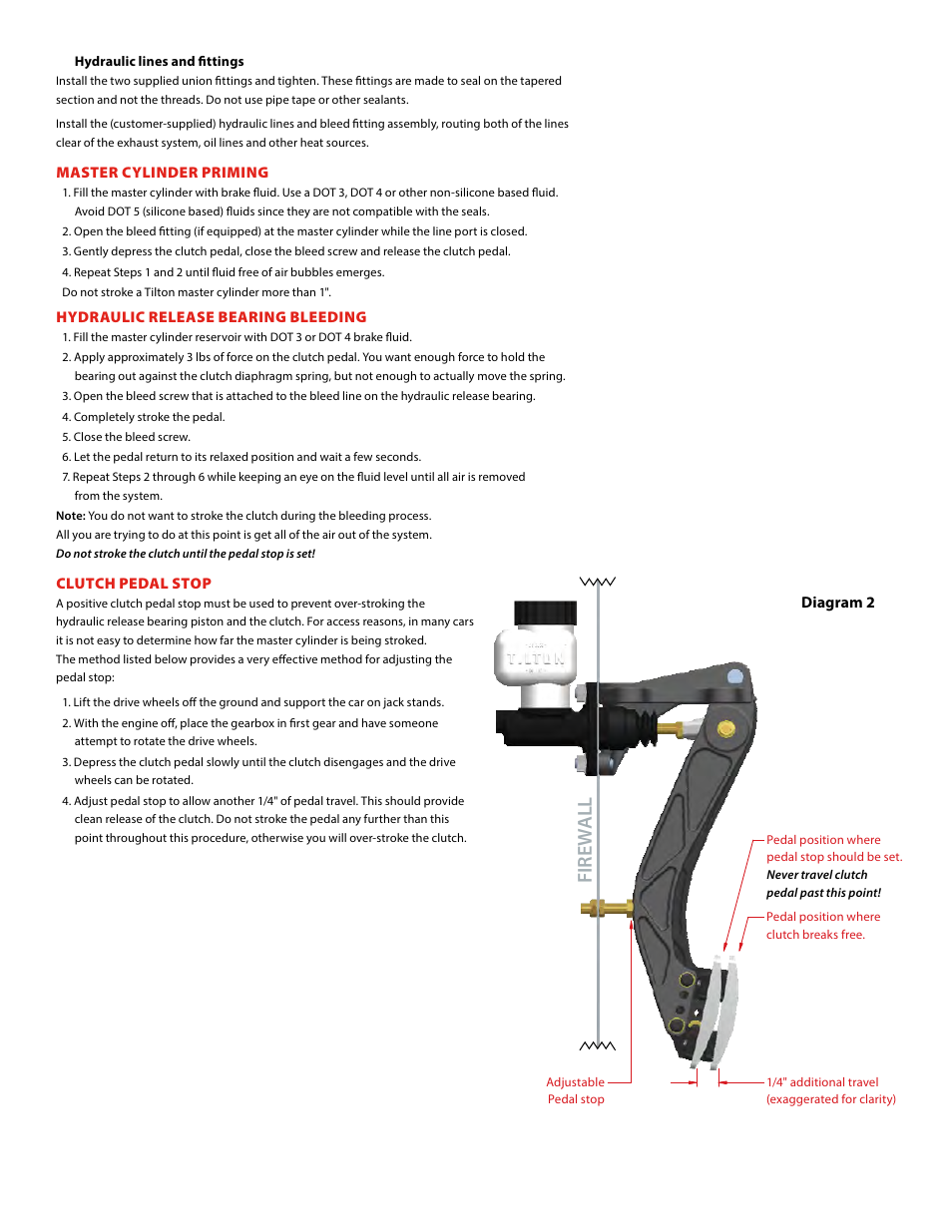 Fi re w all | Tilton 10XX Hydraulic Release Bearing (98-1141) User Manual | Page 2 / 4