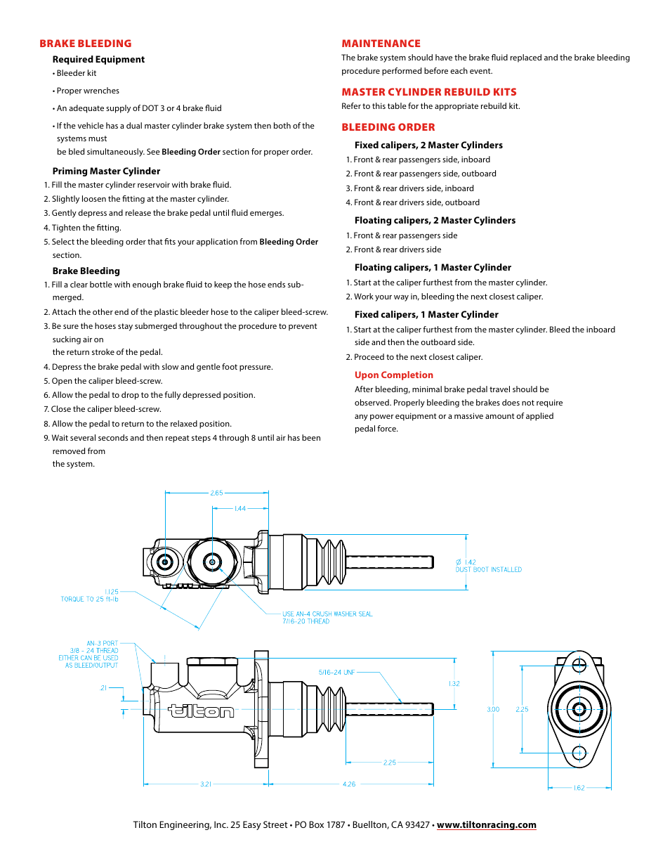 Tilton 76-Series Kit (98-1236) User Manual | Page 2 / 2