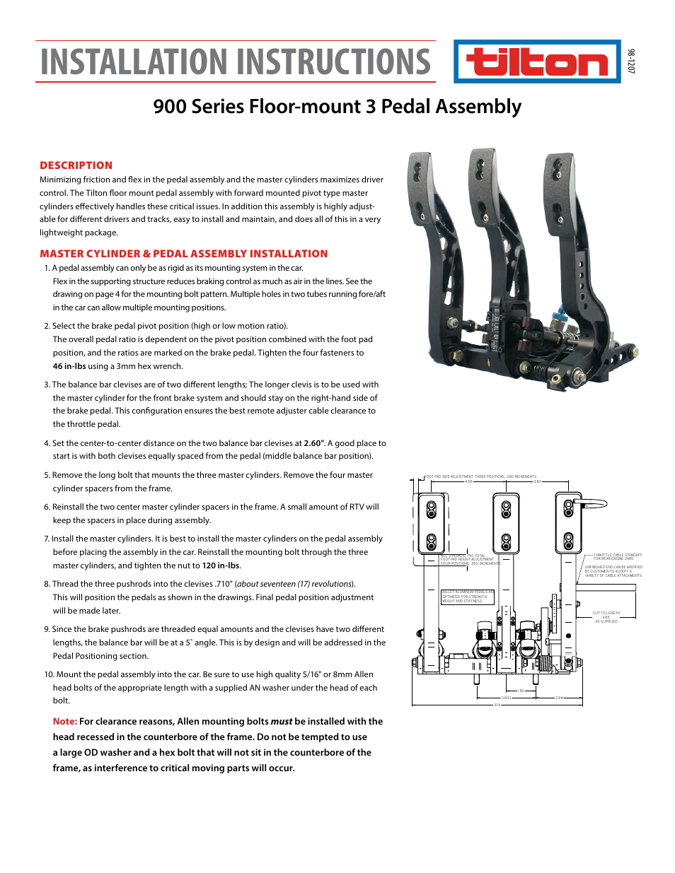 Tilton Floor-Mount (98-1207) User Manual | 4 pages