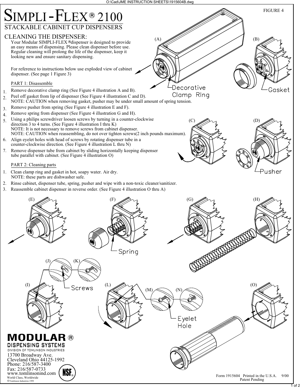 Impli, Lex 2100, Modular | Dispensing systems | Tomlinson SF2100 Molded Cabinet User Manual | Page 2 / 2