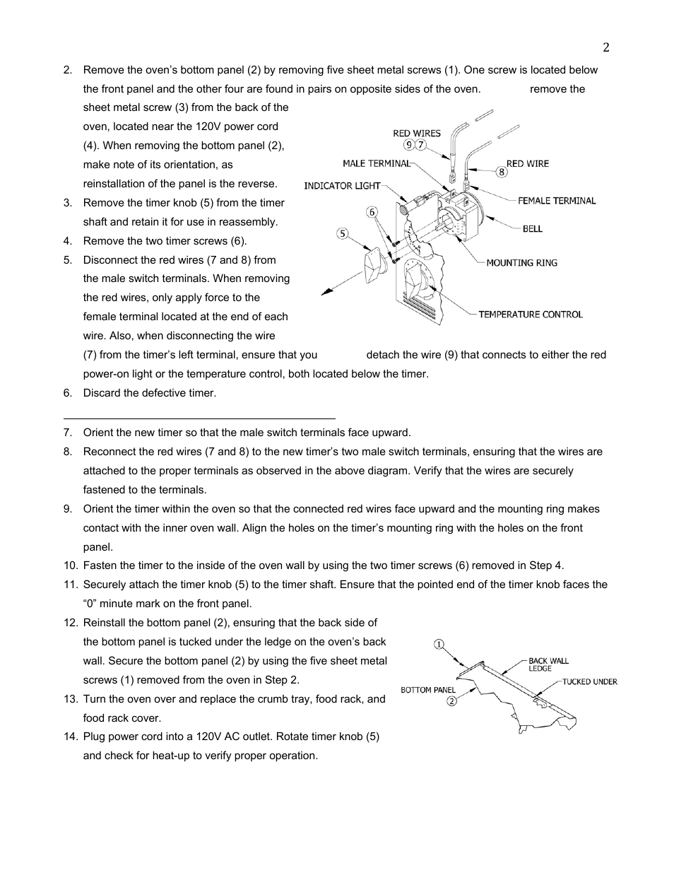 Tomlinson 508 SERIES PIZZA OVEN Timer Replacement User Manual | Page 2 / 2