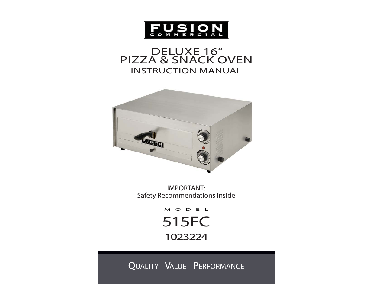 Tomlinson 515FC DELUXE 16 PIZZA & SNACK User Manual | 5 pages