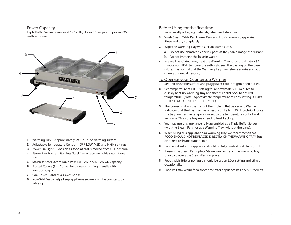 Tomlinson 516FC TRIPLE BUFFET SERVER & WARMER User Manual | Page 3 / 4