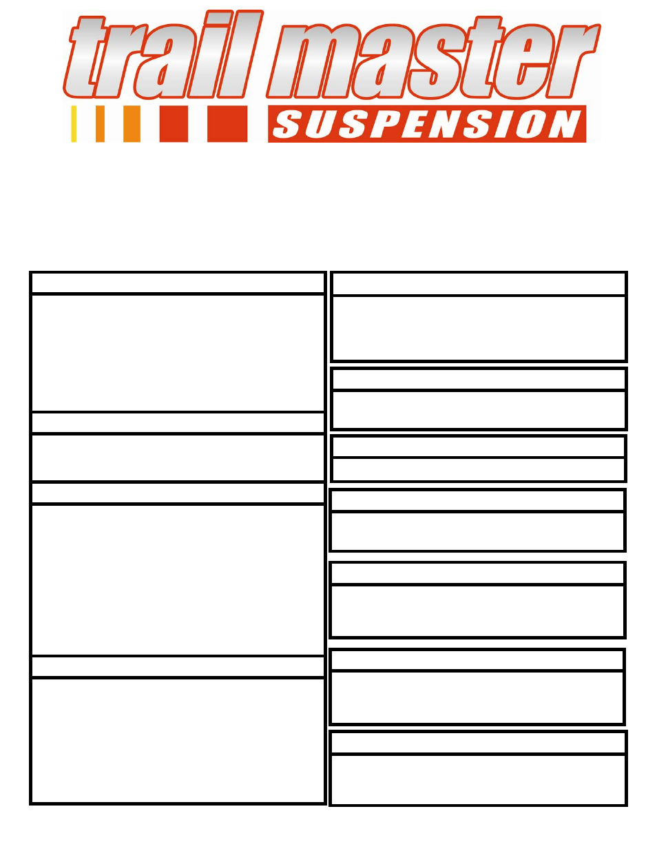 Trail Master 2.0 Inch Lift Kit (TM401 & TM401N) User Manual | 10 pages