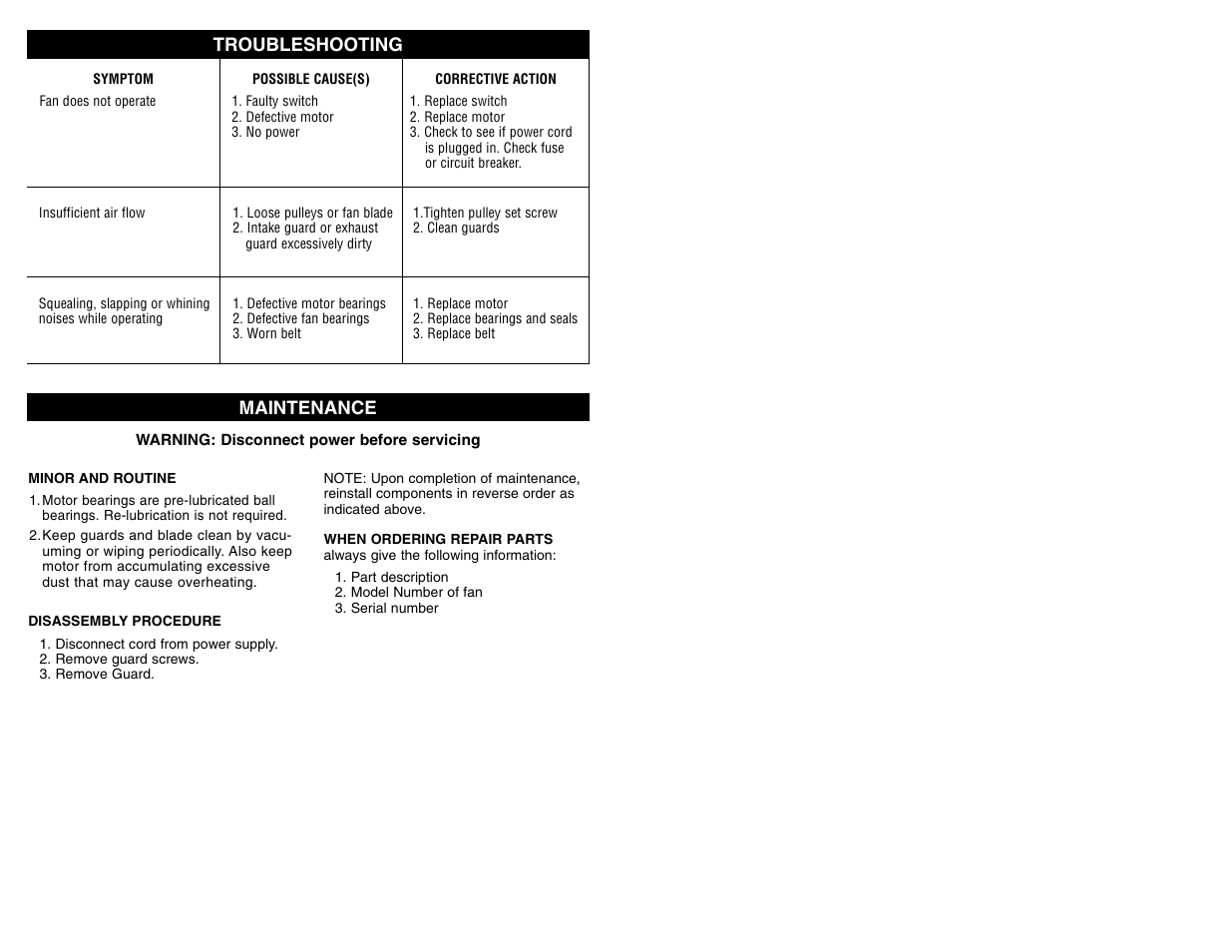 Maintenance troubleshooting | Triangle Engineering of Arkansas TPC 4815 User Manual | Page 3 / 4