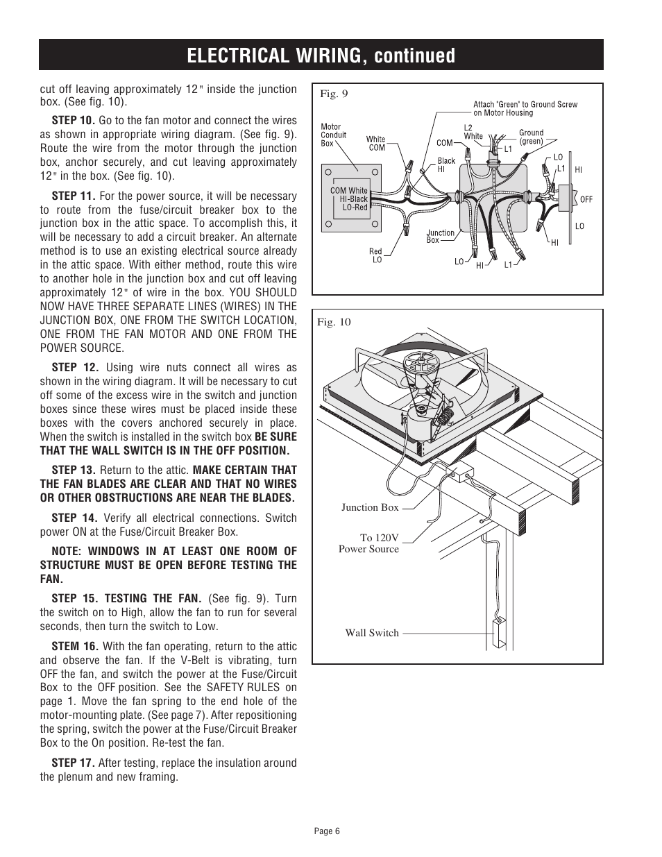 Electrical wiring, continued | Triangle Engineering of Arkansas COMFORT COOLER User Manual | Page 6 / 8