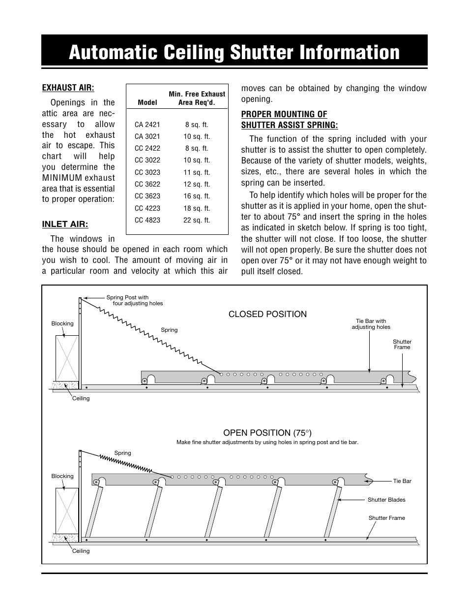 Triangle Engineering of Arkansas Automatic Ceiling Shutter Information User Manual | 2 pages