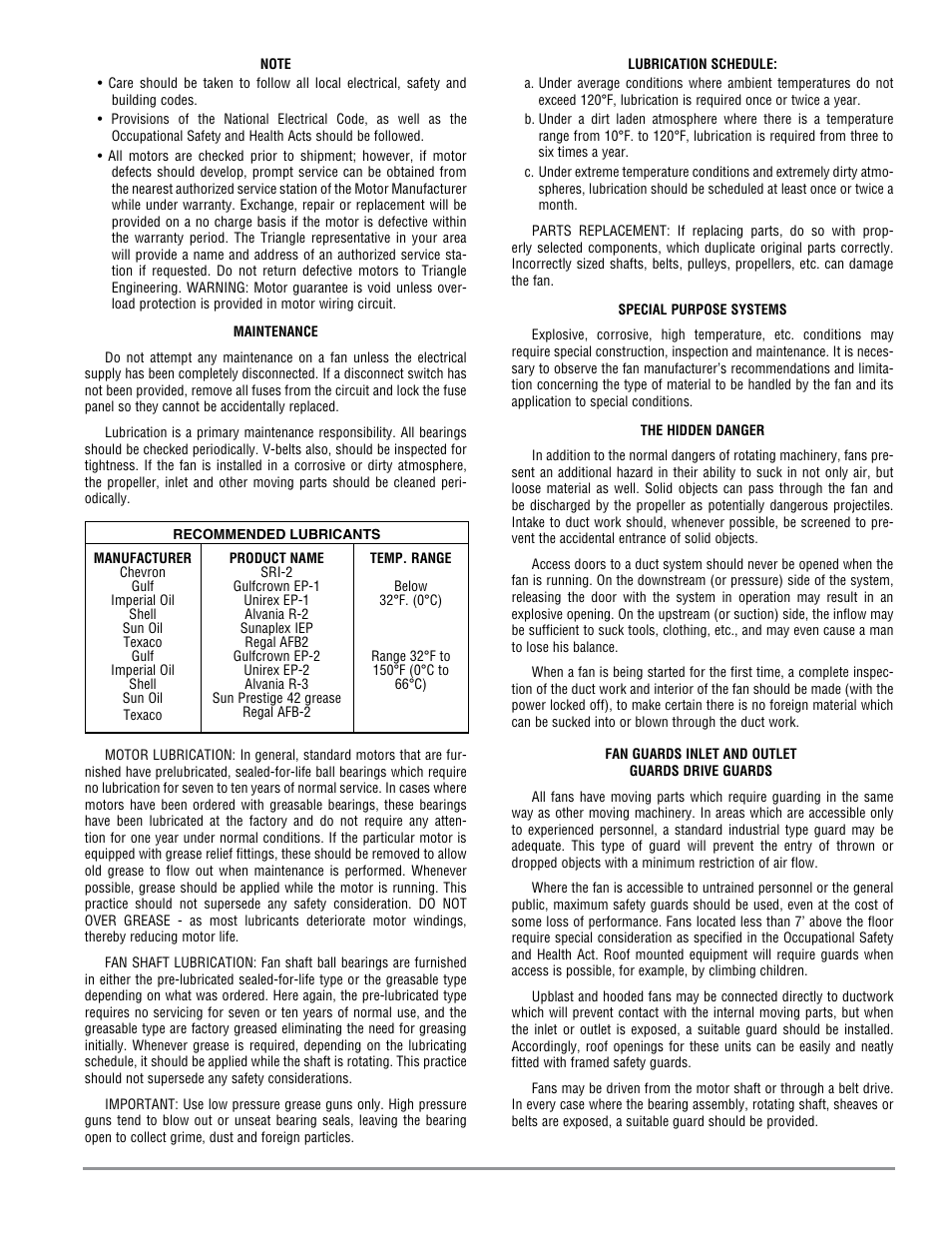 Triangle Engineering of Arkansas FHI SERIES PANEL FANS User Manual | Page 3 / 4