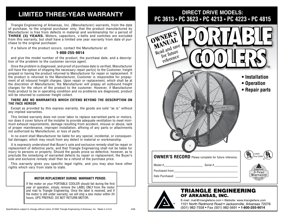 Triangle Engineering of Arkansas QBD User Manual | 2 pages
