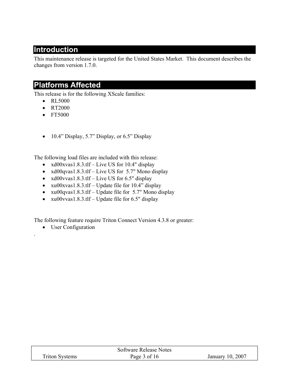 Introduction, Platforms affected | Triton X-SCALE/X2 Configuration Manual User Manual | Page 194 / 419