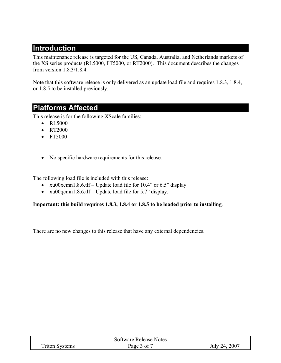 Introduction, Platforms affected, Hardware requirements | Software requirements, External dependencies, Introduction platforms affected, Ardware, Equirements, Oftware, Xternal | Triton X-SCALE/X2 Configuration Manual User Manual | Page 210 / 419