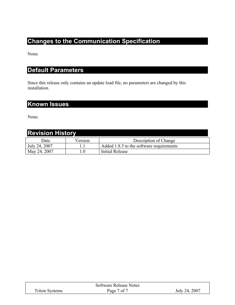 Changes to the communication specification, Default parameters, Known issues | Revision history | Triton X-SCALE/X2 Configuration Manual User Manual | Page 214 / 419