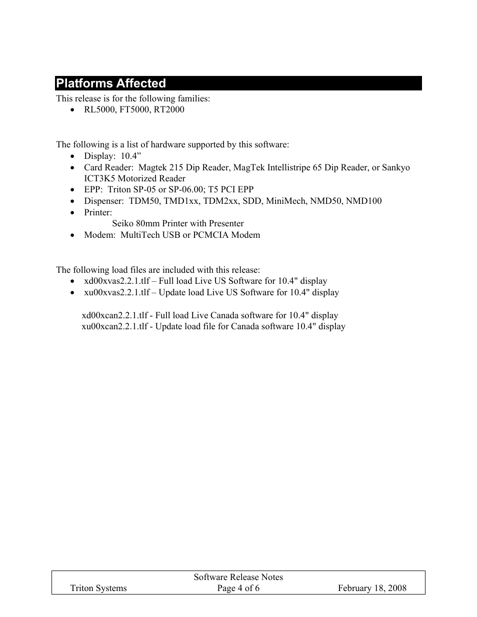 Platforms affected | Triton X-SCALE/X2 Configuration Manual User Manual | Page 218 / 419