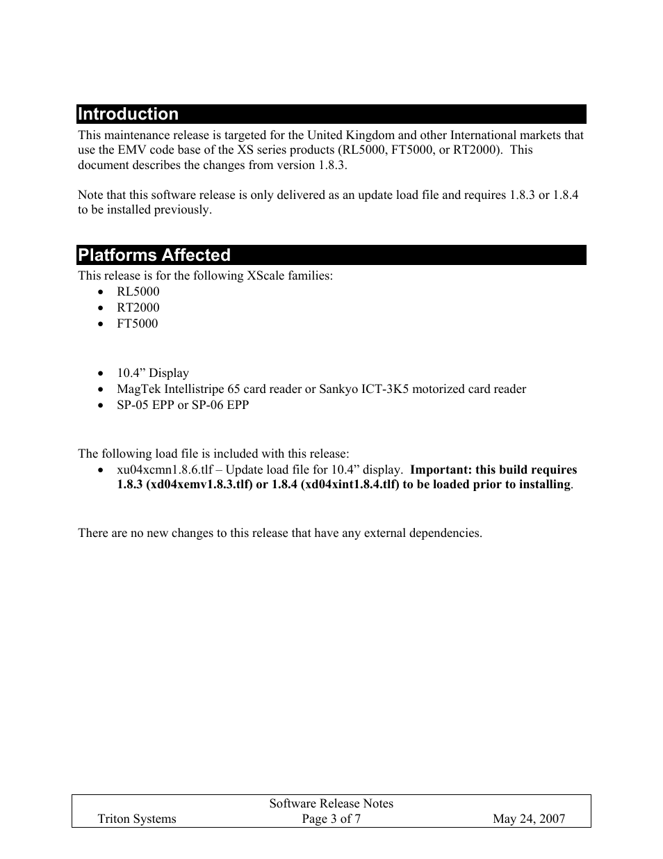 Introduction, Platforms affected, Hardware requirements | Software requirements, External dependencies, Introduction platforms affected, Ardware, Equirements, Oftware, Xternal | Triton X-SCALE/X2 Configuration Manual User Manual | Page 236 / 419