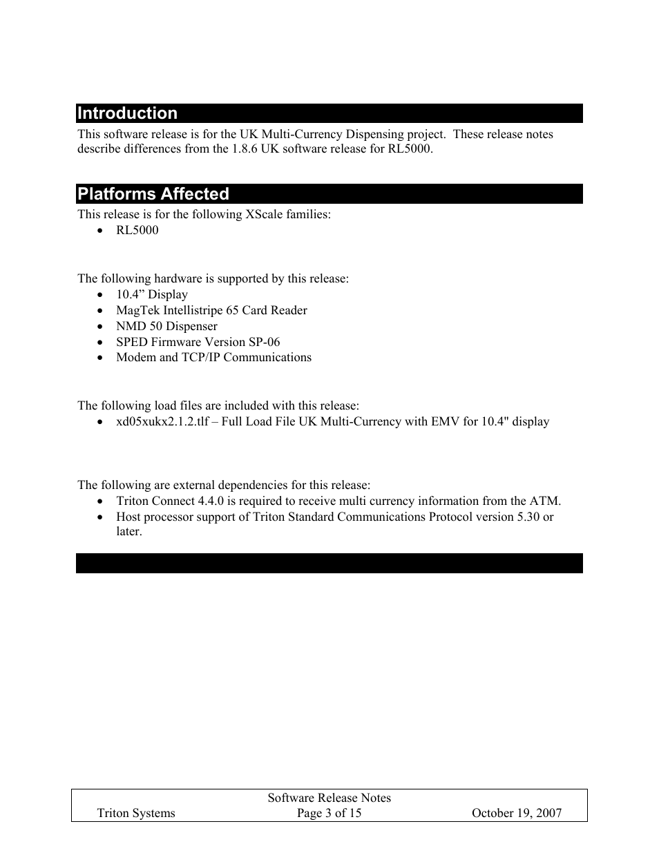 Introduction, Platforms affected, Hardware requirements | Software requirements, External dependencies, Introduction platforms affected, Ardware, Equirements, Oftware, Xternal | Triton X-SCALE/X2 Configuration Manual User Manual | Page 243 / 419