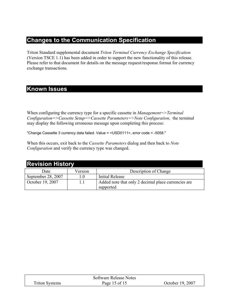 Changes to the communication specification, Known issues, Note configuration error | Revision history, Onfiguration, Rror | Triton X-SCALE/X2 Configuration Manual User Manual | Page 255 / 419