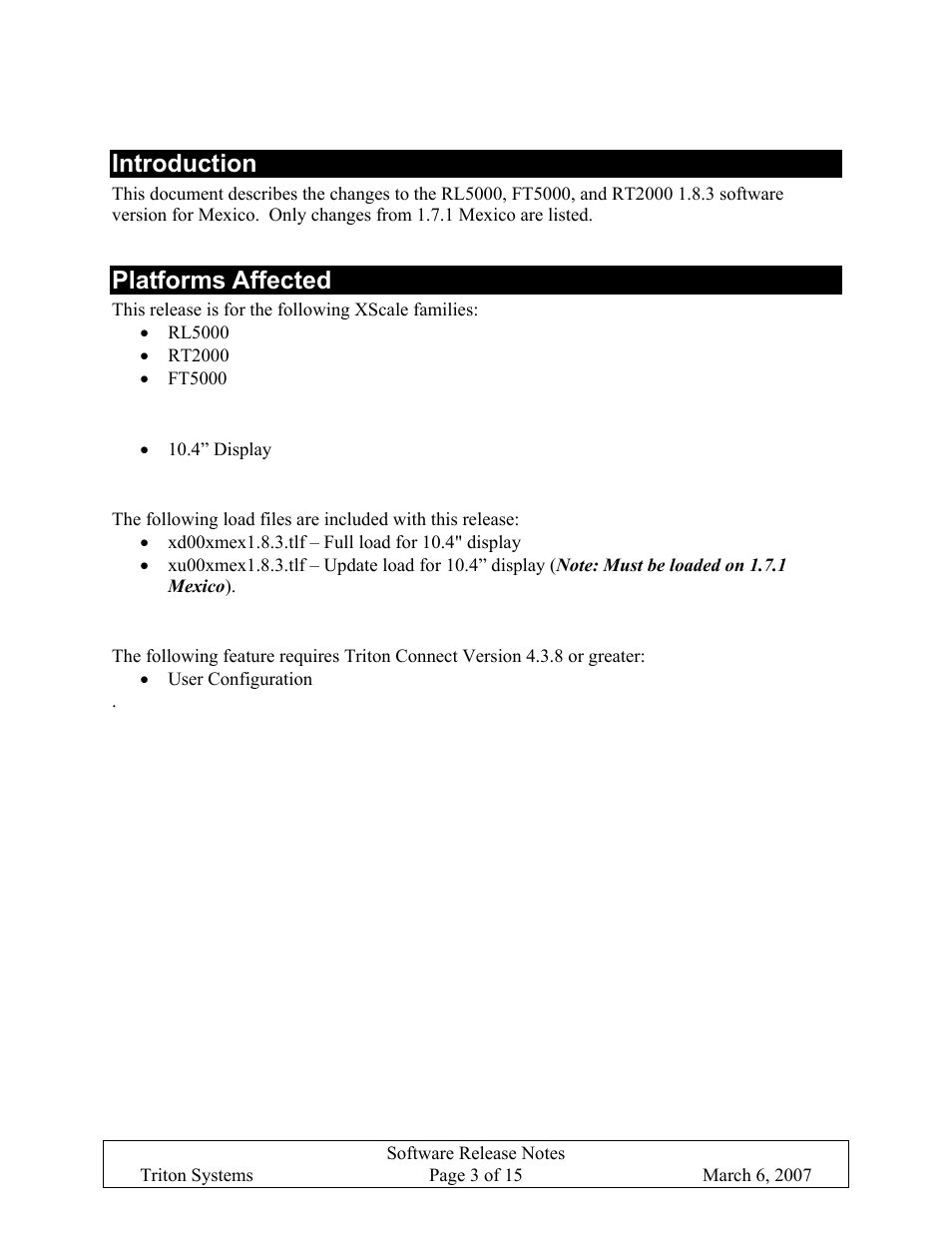 Introduction, Platforms affected | Triton X-SCALE/X2 Configuration Manual User Manual | Page 271 / 419