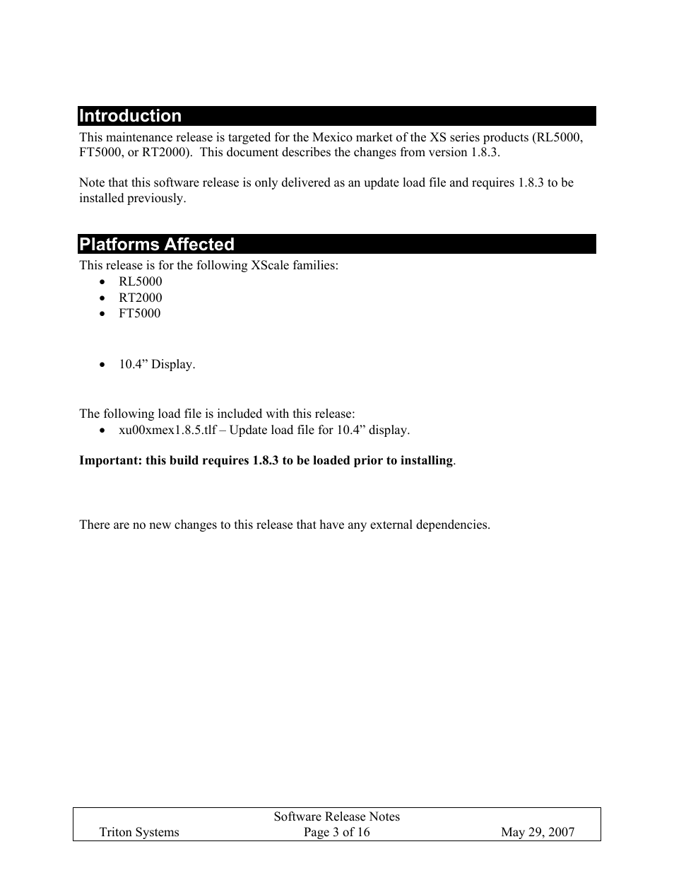 Introduction, Platforms affected | Triton X-SCALE/X2 Configuration Manual User Manual | Page 286 / 419