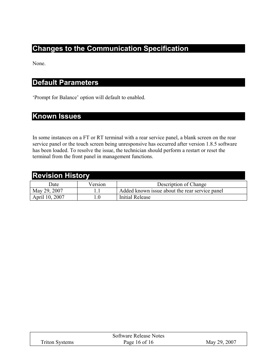 Changes to the communication specification, Default parameters, Known issues | Revision history | Triton X-SCALE/X2 Configuration Manual User Manual | Page 299 / 419
