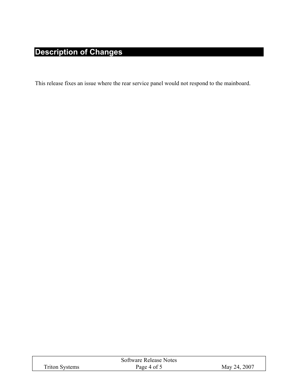 Description of changes, Rear service panel communication changes, Ear service panel communication changes | Triton X-SCALE/X2 Configuration Manual User Manual | Page 303 / 419