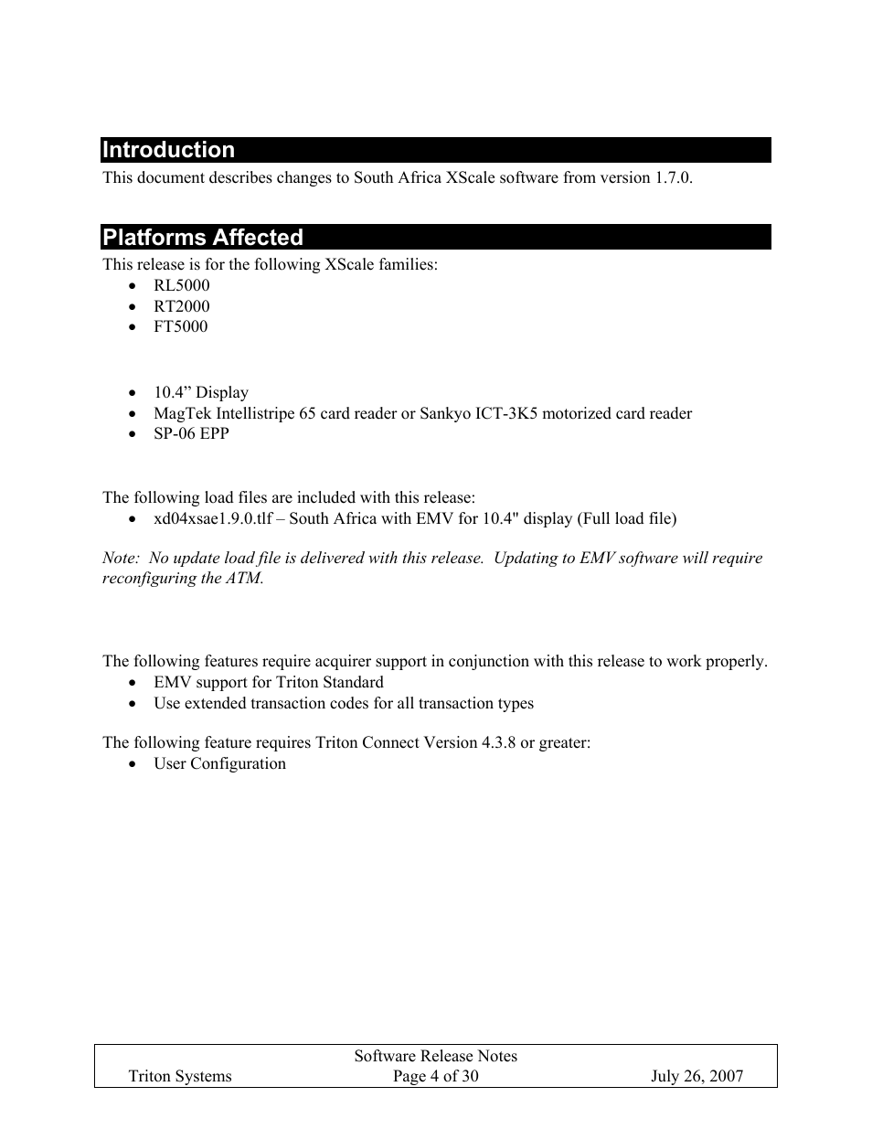 Introduction, Platforms affected, Hardware requirements | Software requirements, External dependencies, Introduction platforms affected, Ardware, Equirements, Oftware, Xternal | Triton X-SCALE/X2 Configuration Manual User Manual | Page 308 / 419