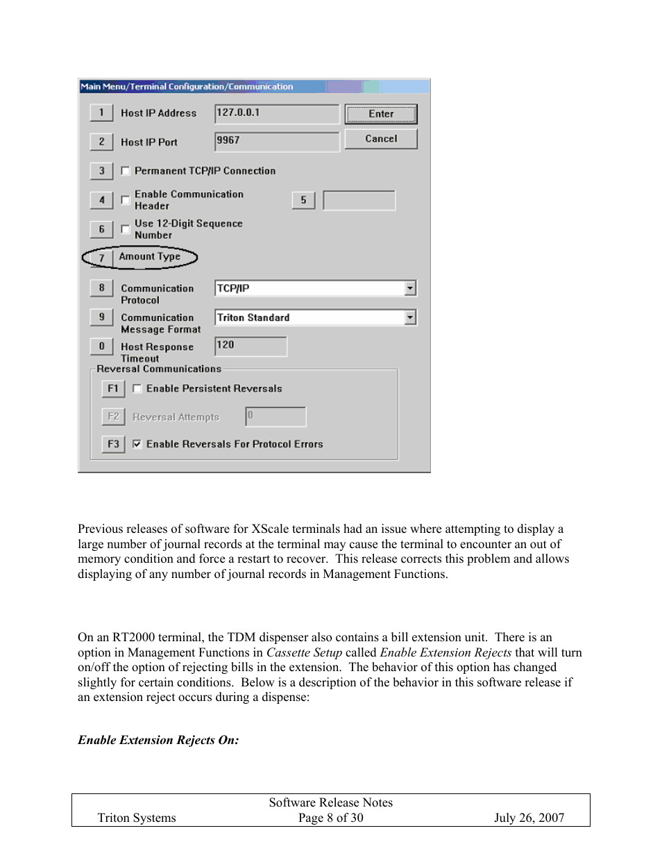 Tdm extension changes, Enable extension rejects on, Iewing large number of journal records at terminal | Extension changes | Triton X-SCALE/X2 Configuration Manual User Manual | Page 312 / 419