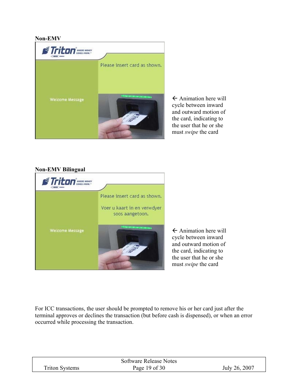 Remove card before dispensing cash, Emove, Efore | Ispensing | Triton X-SCALE/X2 Configuration Manual User Manual | Page 323 / 419