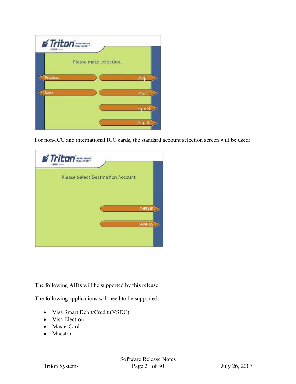 Emv applications, Pplications | Triton X-SCALE/X2 Configuration Manual User Manual | Page 325 / 419