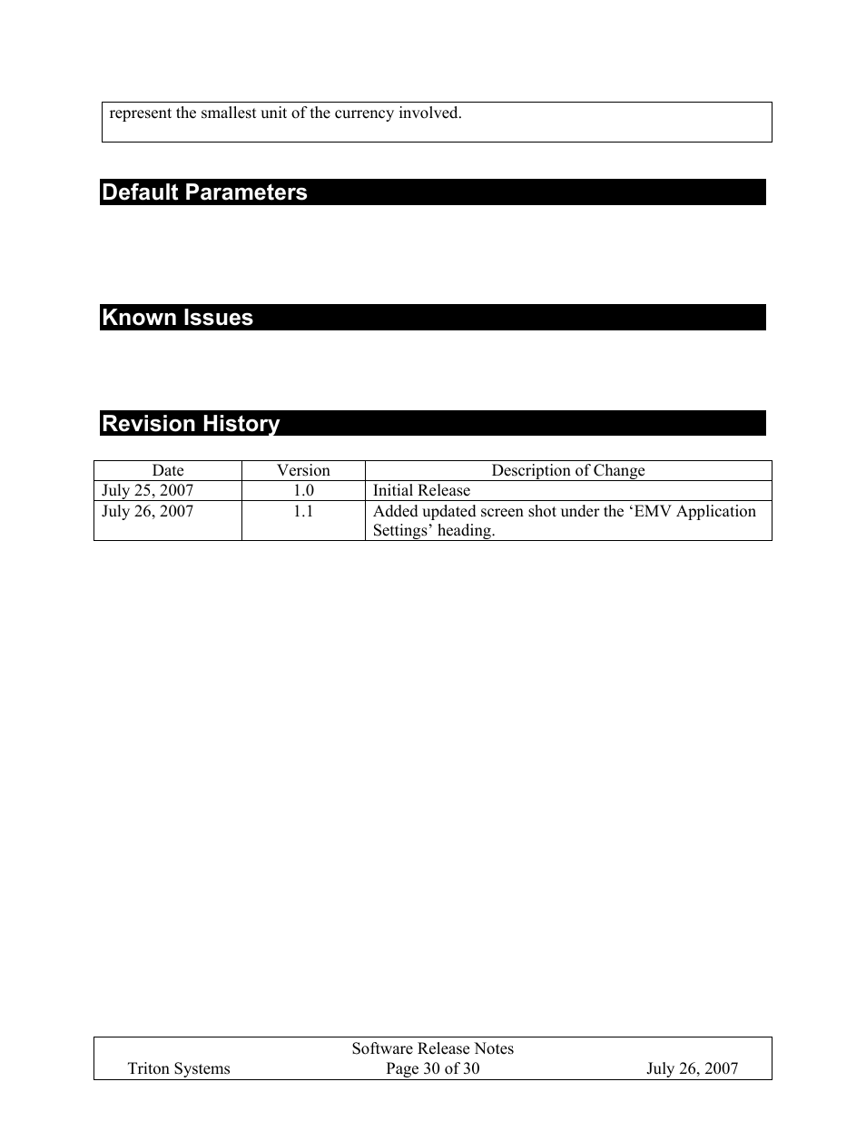 Default parameters, Known issues, Revision history | Default parameters known issues revision history | Triton X-SCALE/X2 Configuration Manual User Manual | Page 334 / 419