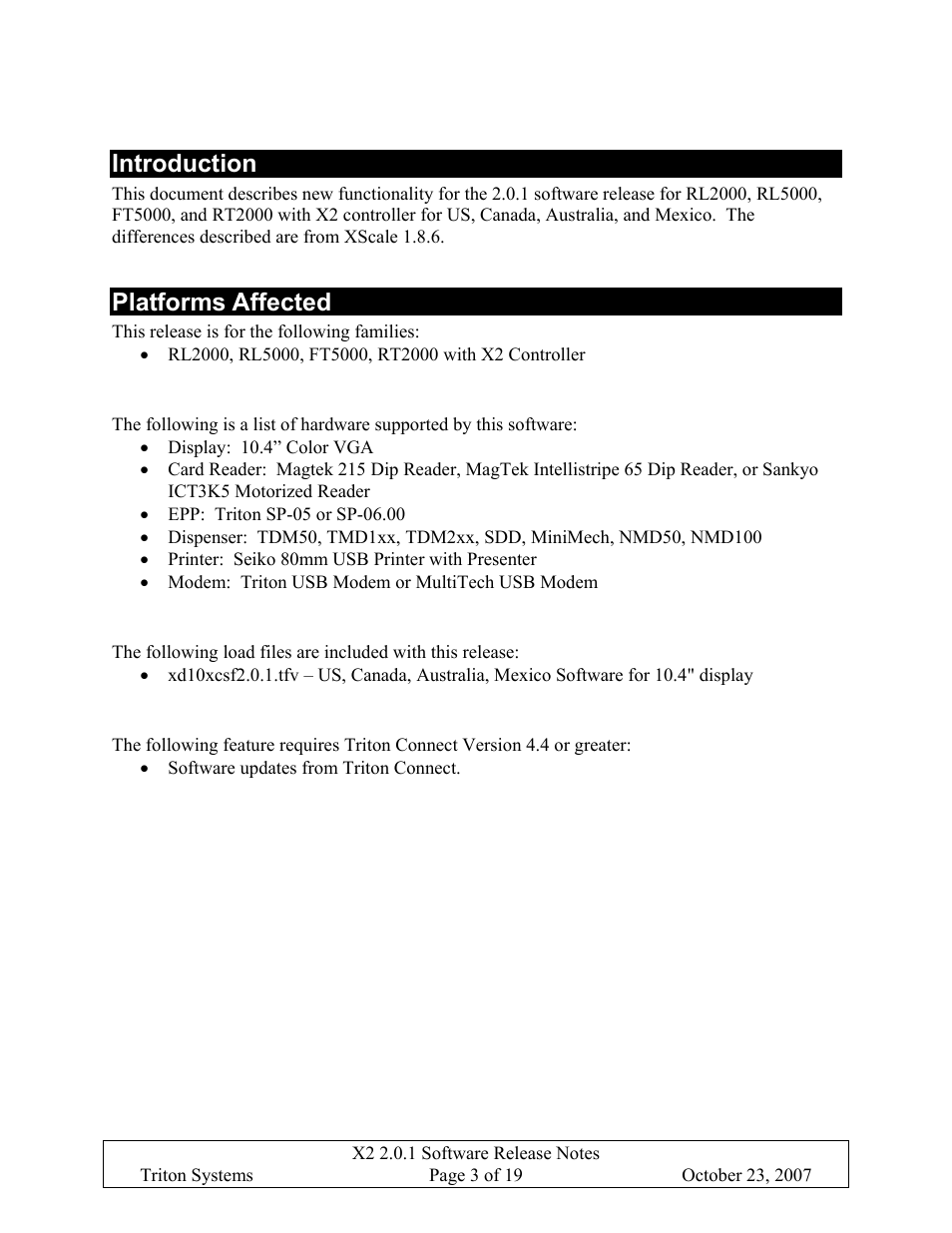 Introduction, Platforms affected, Hardware requirements | Software requirements, External dependencies, Introduction platforms affected, Ardware, Equirements, Oftware, Xternal | Triton X-SCALE/X2 Configuration Manual User Manual | Page 338 / 419