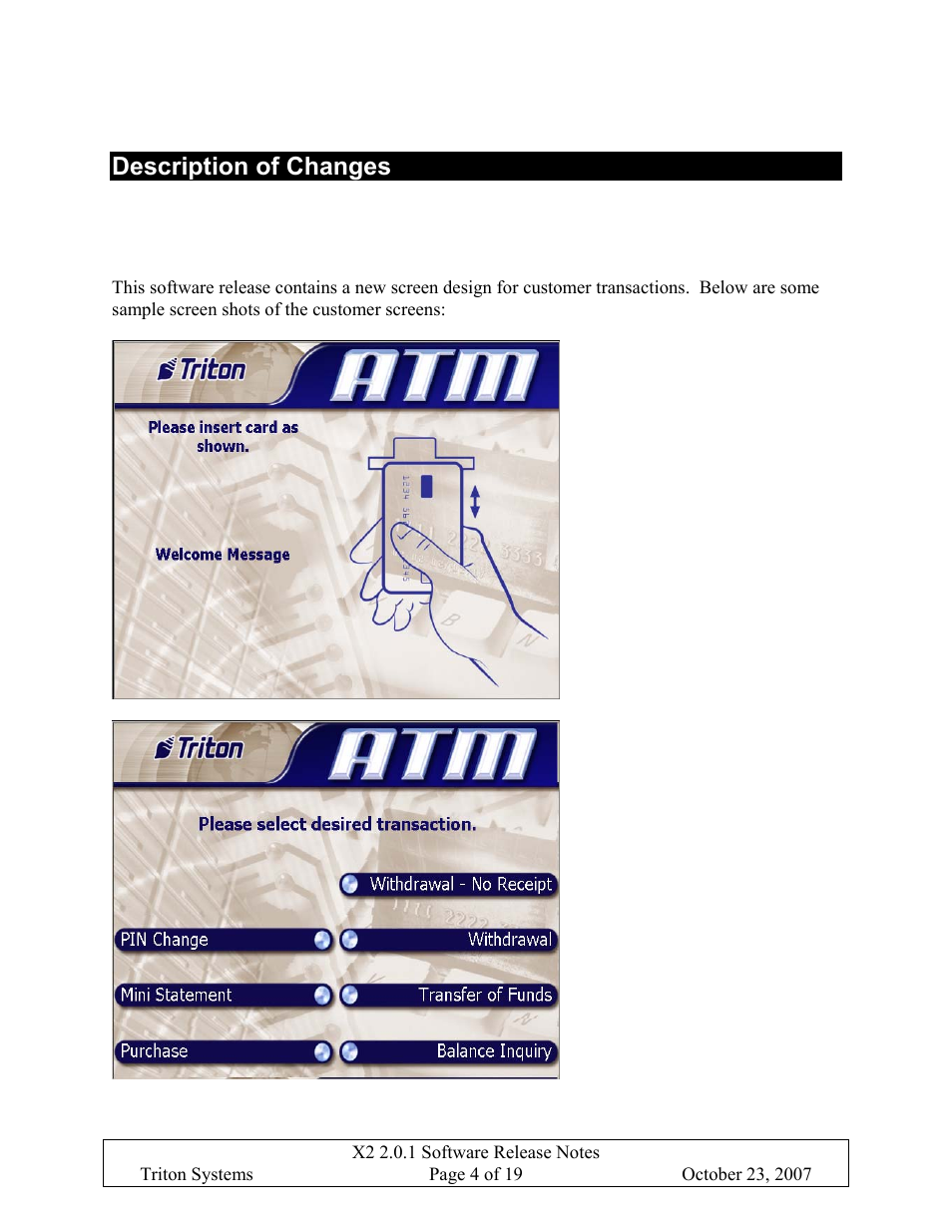 Description of changes, New screen file look, Creen | Triton X-SCALE/X2 Configuration Manual User Manual | Page 339 / 419