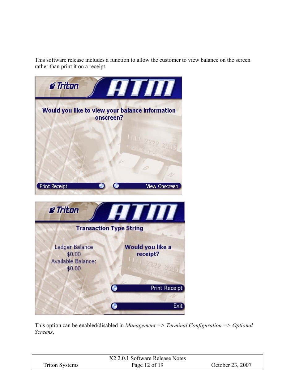 Display balance on-screen, Isplay, Alance | Creen | Triton X-SCALE/X2 Configuration Manual User Manual | Page 347 / 419