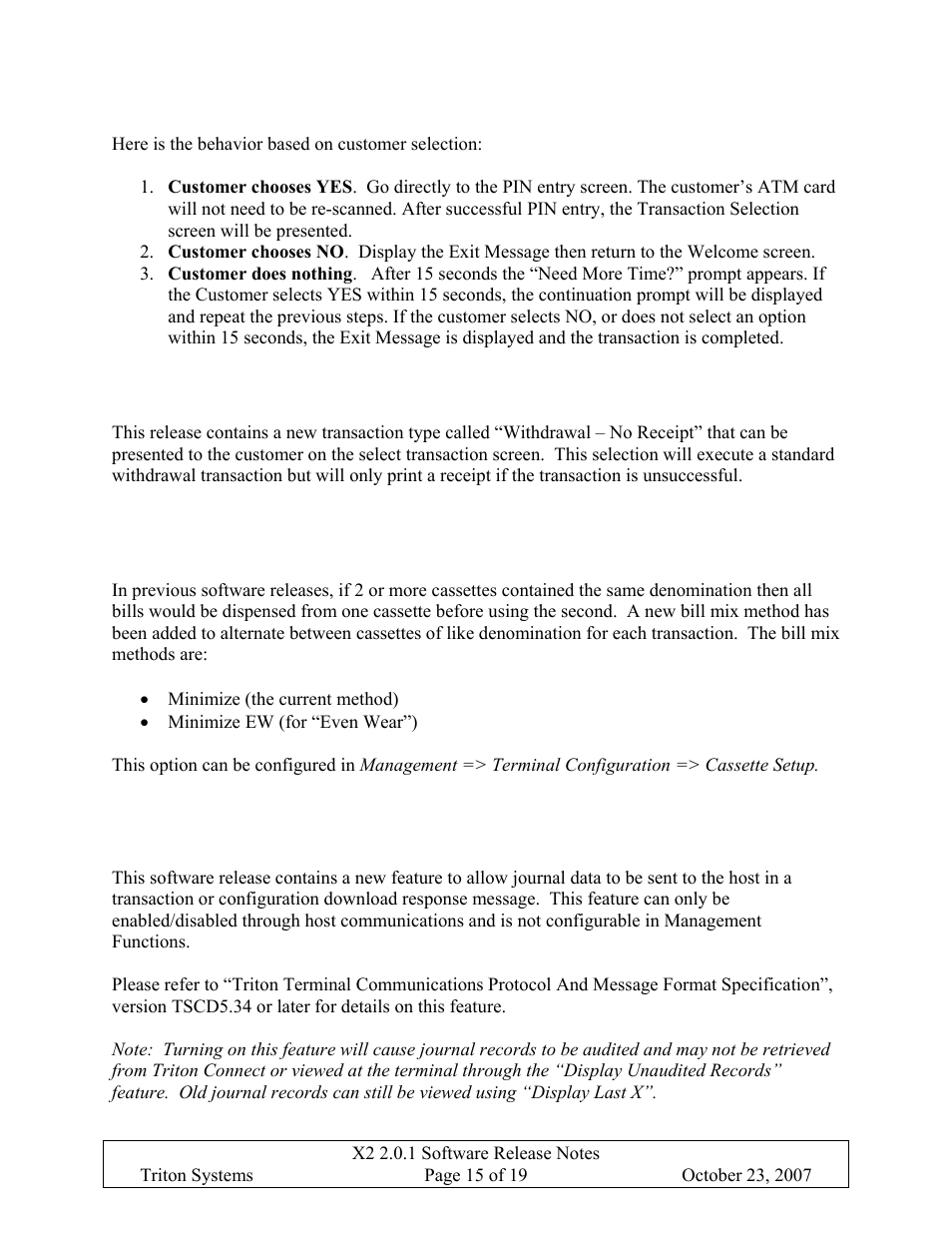 Withdrawal – no receipt option, Journal data in host response, Ithdrawal | Eceipt, Ption, Ournal, Ata in, Esponse | Triton X-SCALE/X2 Configuration Manual User Manual | Page 350 / 419