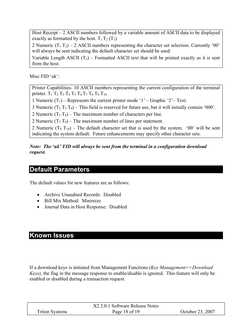 Default parameters, Known issues, Journal upload enable/disable from management | Default parameters known issues, Ournal, Pload, Nable, Isable from, Anagement | Triton X-SCALE/X2 Configuration Manual User Manual | Page 353 / 419