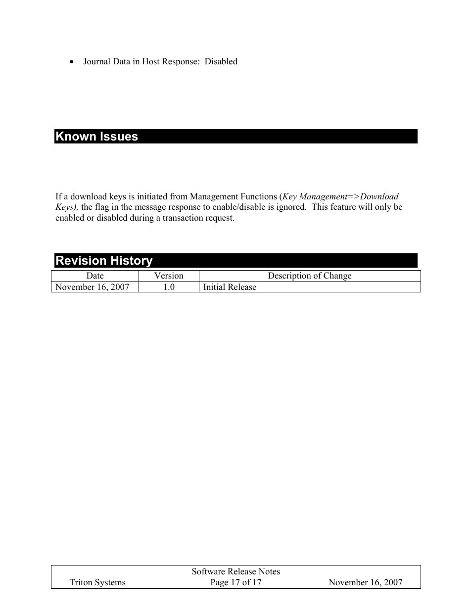 Known issues, Journal upload enable/disable from management, Revision history | Ournal, Pload, Nable, Isable from, Anagement | Triton X-SCALE/X2 Configuration Manual User Manual | Page 376 / 419