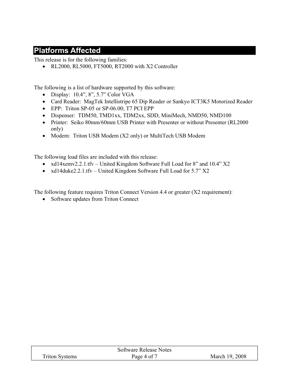 Platforms affected | Triton X-SCALE/X2 Configuration Manual User Manual | Page 380 / 419