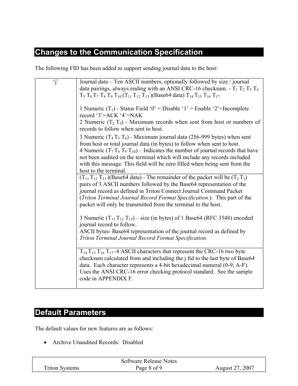 Changes to the communication specification, Default parameters | Triton X-SCALE/X2 Configuration Manual User Manual | Page 391 / 419